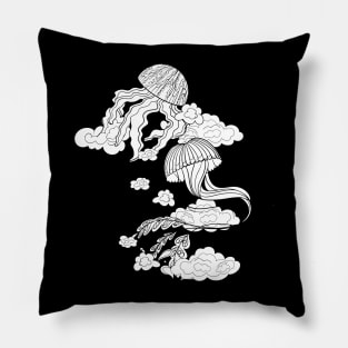 Space Jellyfish Line Art Pillow