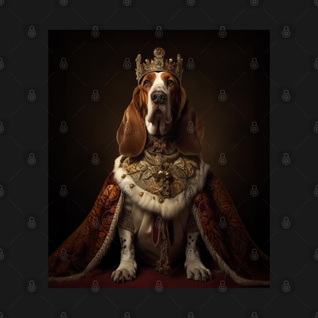 Noble Mahogany & White Basset Hound - Medieval King by HUH? Designs