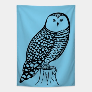 Snowy Owl - hand drawn nocturnal bird design Tapestry