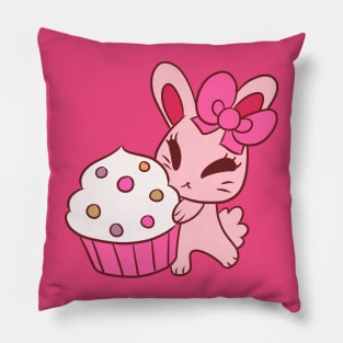 Girly Pink Cupcake Bunny Pillow