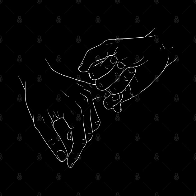 Realistic hand holding pinky swear, best friends concept, couple love art print, one line hands art by Modern Art