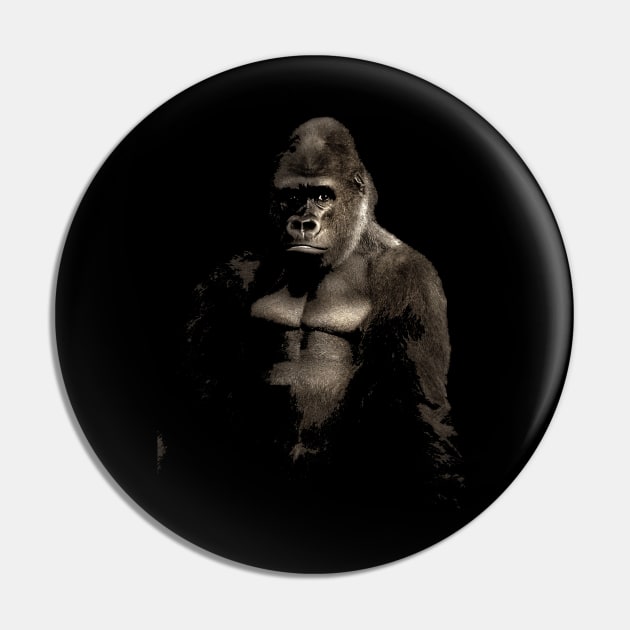 Silverback Gorilla Art Pin by Webdango