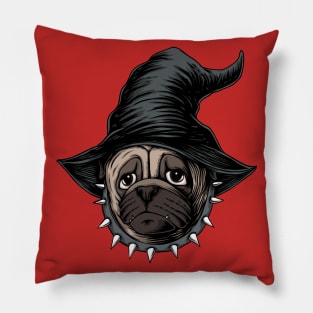 Pug witch halloween costume Pillow