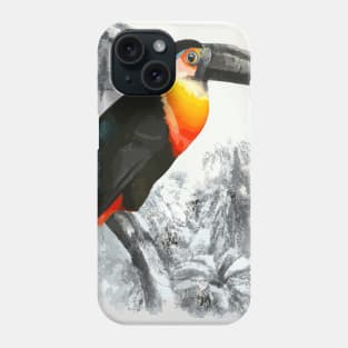 Tucan in Black White Jungle Phone Case