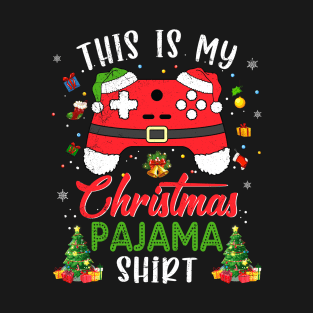 This is My Christmas Pajama Santa Hat Gamer Video Game Games T-Shirt T-Shirt