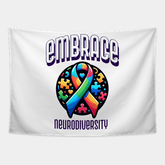 EMBRACE NEURODIVERSITY AUTISM AWARENESS MENTAL HEALTH Tapestry by BICAMERAL