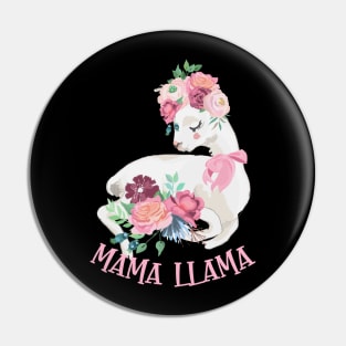 Mama Llama - Cute Alpaca Floral Pin