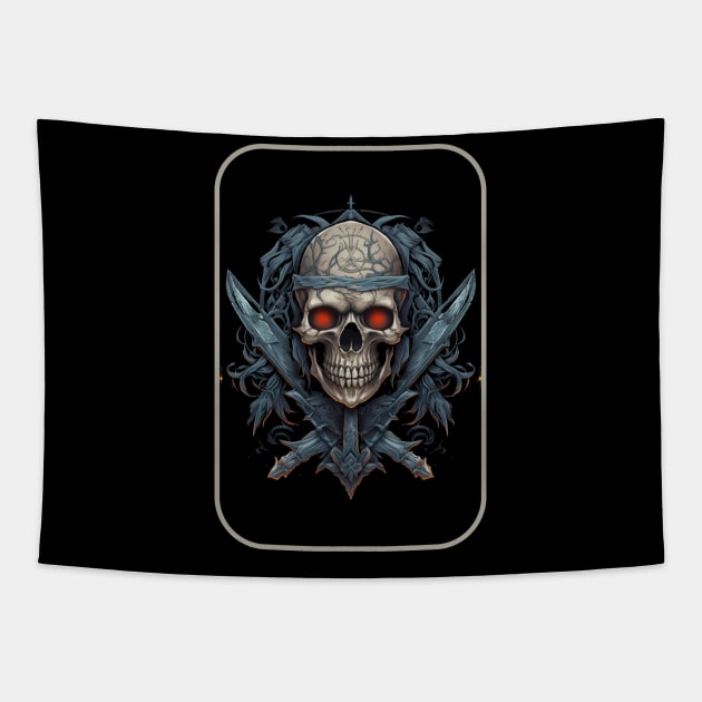 Skull with glowing eyes Tapestry by Arondight Studios