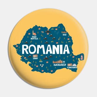 Romania Illustrated Map Pin