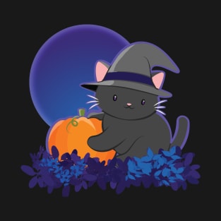 Halloween Black Cat with Pumpkin T-Shirt