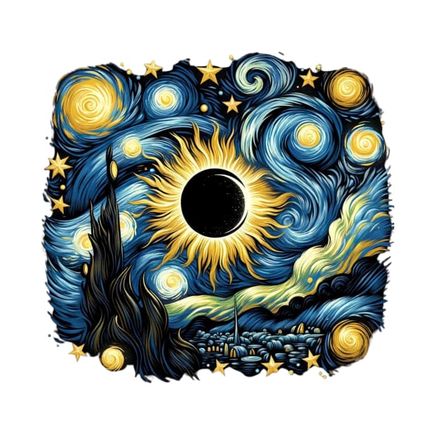 Eclipse Shirt 2024 Eclipse Tshirt Eclipse Shirt April 8 2024 Tee Eclipse 2024 Van Gogh Solar Eclipse by HoosierDaddy