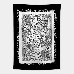 Jack of Hearts Drawing - Black and White Tapestry