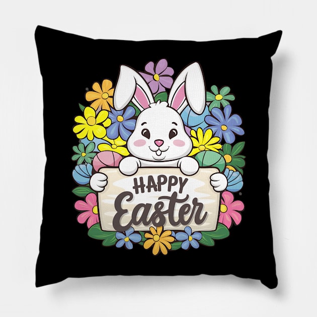 Happy Easter Bunny And Cat And Dog Mom Dad Boys Girls kids Pillow by Pikalaolamotor