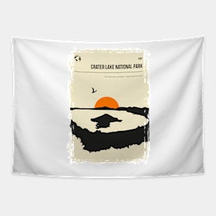 Crater Lake National Park Vintage Minimal Travel Poster Tapestry