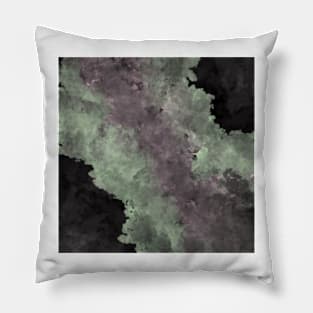 Dark Pastel Watercolor Green Black Purple Design Pillow