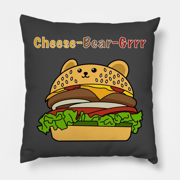 CheeseBearGrrr Pillow by FilthyAnimals