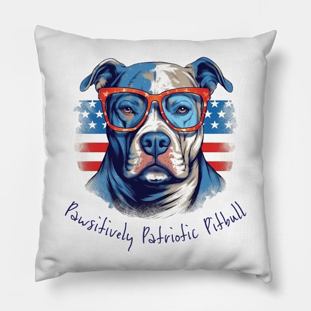 Pawsitively Patriotic Pitbull Pillow by Mister Graffiti