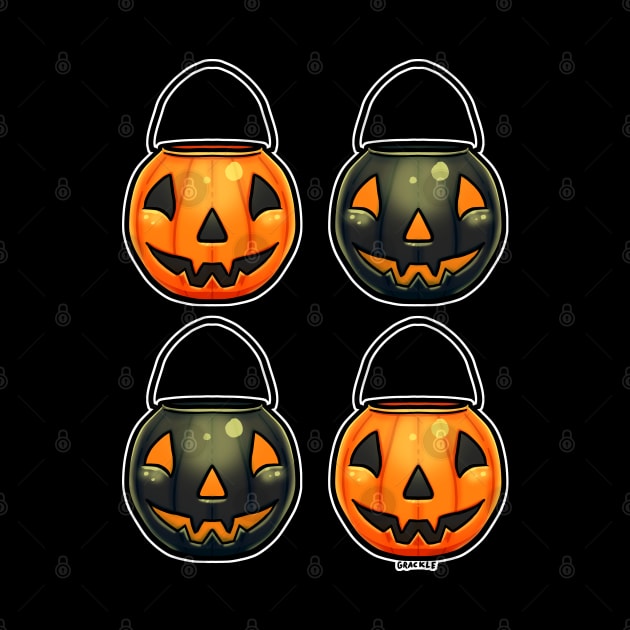 Black and Orange Pumpkin Buckets by Jan Grackle