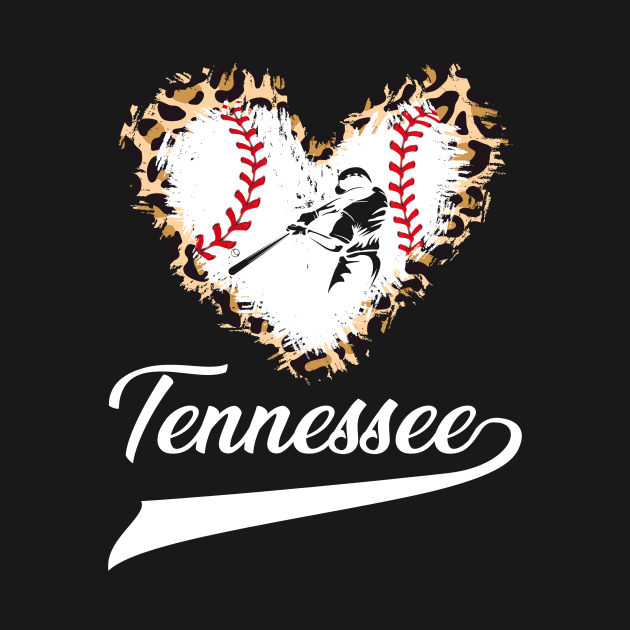 Tennessee Souvenir Baseball Leopard Heart I Love Tennessee by Jhon Towel