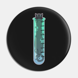 Space Cat - Alien in Test Tube Green Pin