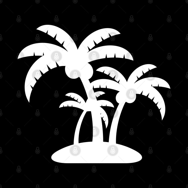 White Coconut Tree Summer Tropic Design on Black by Syressence