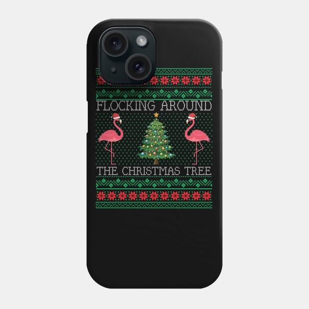 Funny Christmas Flamingo Ugly Christmas Sweater Phone Case by mrsmitful01