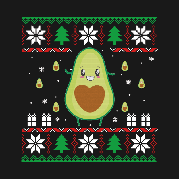 Funny Avocado Ugly Christmas Sweater Vegan by Dunnhlpp