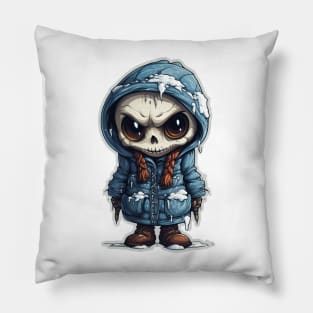 A figure of a ghostly girl in a halloween mask ! Pillow