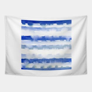 Abstract Watercolor Stripes in Blue Tapestry