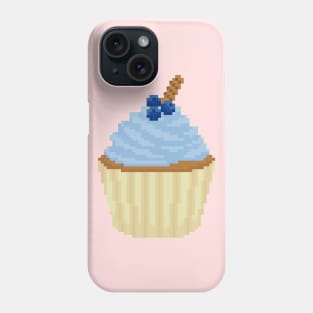 Blue cupcake pixel art Phone Case