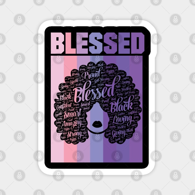 Blessed Words in Afro Christian Religious Magnet by blackartmattersshop