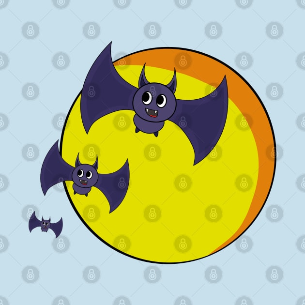 Cute Halloween Bats and a beautiful full moon by DiegoCarvalho