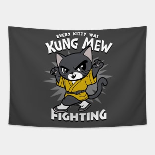 Funny Cute Retro Kung-fu Kitty Retro Meme Gift For Cat Lovers Tapestry