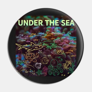 under the sea,blue sea,sea creatures,Turtle, puffer fish, starfish, shrimp, shark, tropical fish, sea horse, seaweed, sardines, squid, crabs, clams Pin