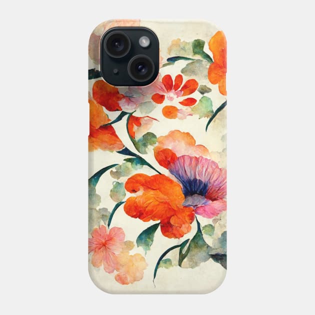 Serenity Watercolor Flowers Phone Case by Anagolay