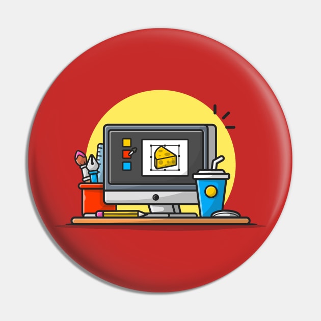 Computer Graphic Designer With Coffee And Stationary Cartoon Vector Icon Illustration Pin by Catalyst Labs