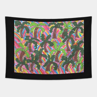 Rainbow Palm Tree Party Tapestry