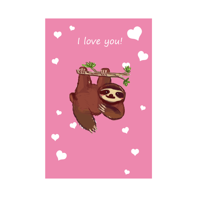 I Love You - Hanging Tree Sloth by saradaboru