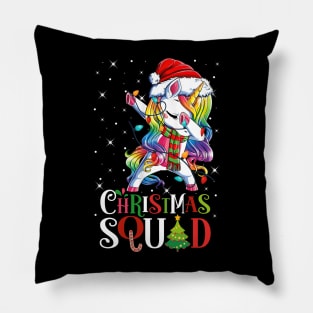 Christmas Squad Funny Xmas Dabbing Unicorn Rainbow Christmas Lights Pillow