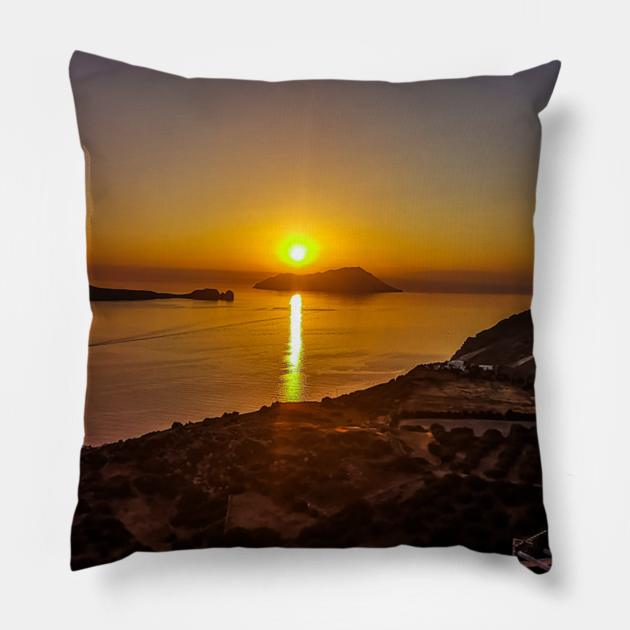 Greek Sunset in Milos Pillow by GRKiT