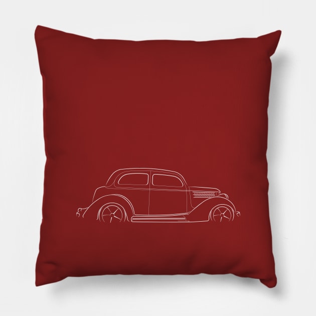 1936 Ford Sedan - profile stencil, white Pillow by mal_photography