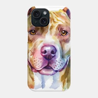 Light Brown Pit Bull Terrier Watercolor Portrait Phone Case