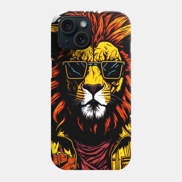 Lion's City Swagger: Selfie in Modern Threads Phone Case by SkloIlustrator