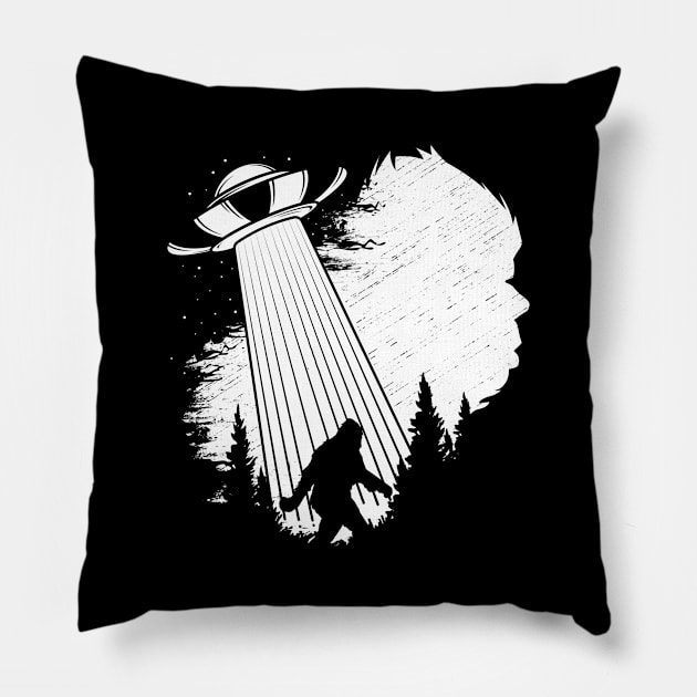 Bigfoot UFO Abduction Pillow by Tesszero