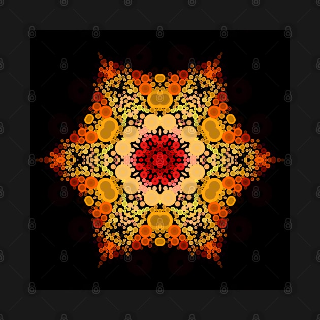 Dot Mandala Flower Orange Yellow and Red by WormholeOrbital