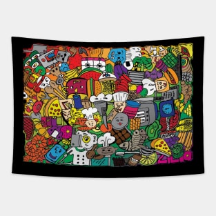 Doodle Kitchen Ambience Tapestry