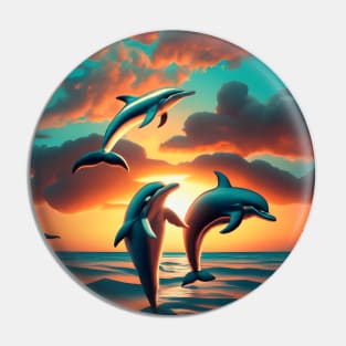 Sunset Dolphins Pin