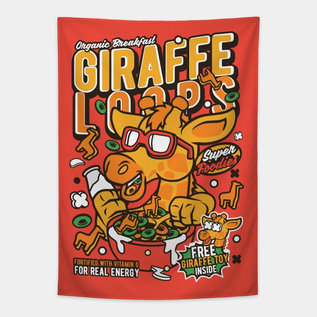 Retro Cereal Box Giraffe Loops // Junk Food Nostalgia // Cereal Lover Tapestry by Now Boarding