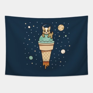 Kawaii Dog in Space Tapestry