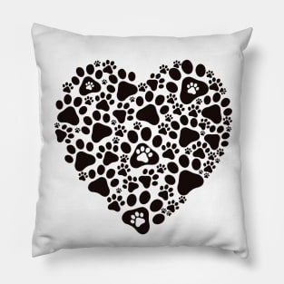 Love Heart Paw Print Collage Pet Dog Pawprint Pillow